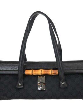Gucci Black Bamboo GG Handbag